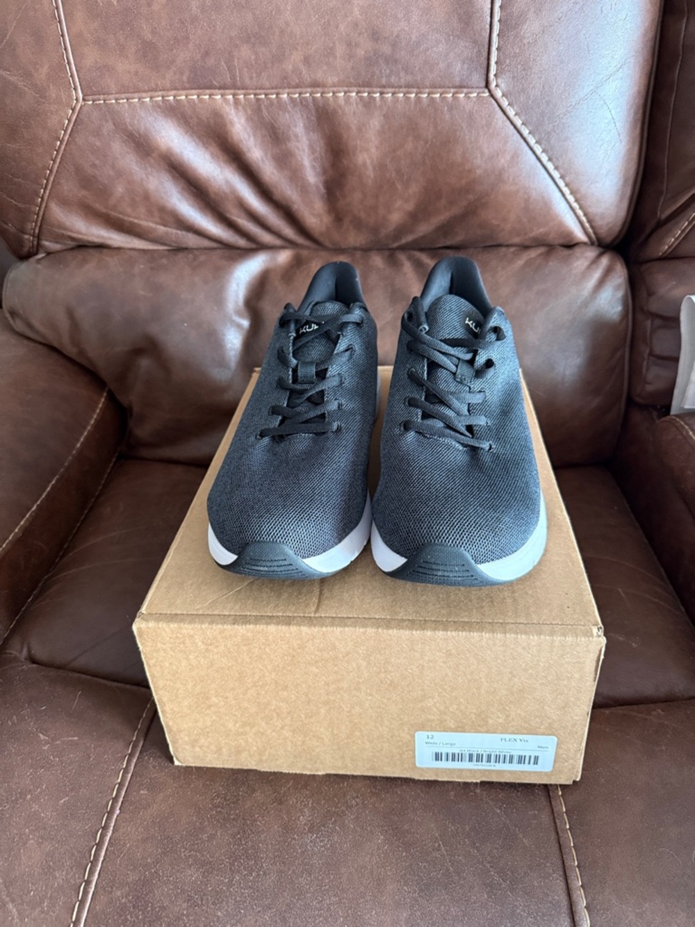 KURU Men's Black Knit Sneakers with White Sole flex via 12 wide